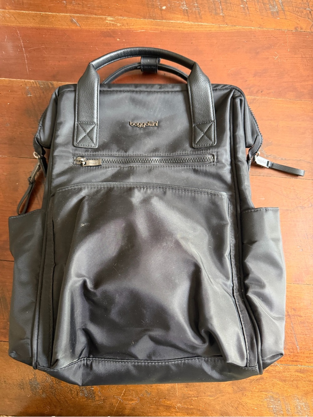Baggallini Black Nylon Backpack Travel Laptop Work Bag Multi-Pocket